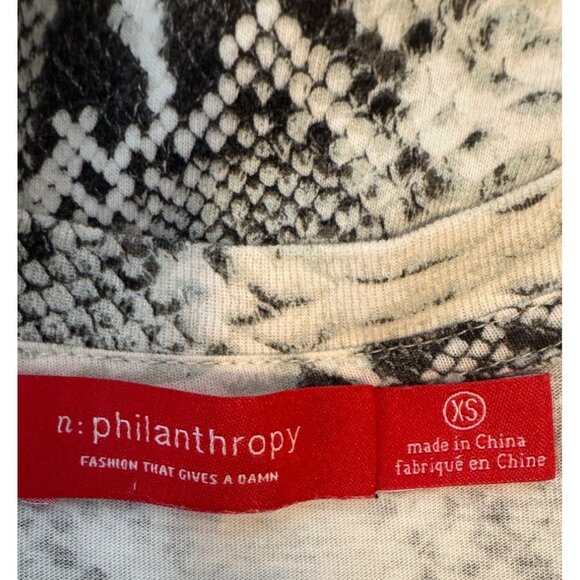 N: Philanthropy XS Snake Print V-Neck Short Sleeve Dress Cotton Soft Casual - Picture 3 of 14